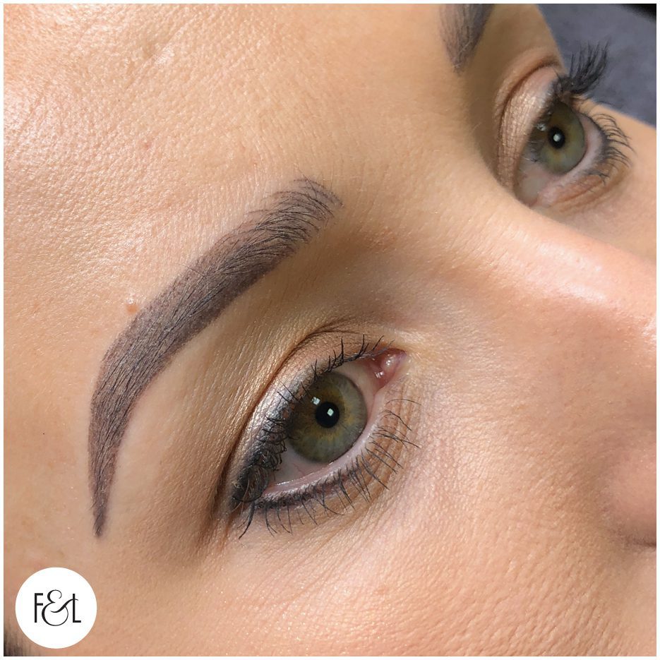 Healed Combo eyebrow tattoo before touch up.