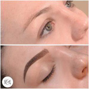 Sam B&A Before and after Combo eyebrow tattoo.
